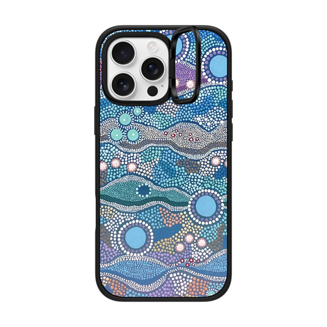 Krubi Creative x CASETiFY iPhone 16 Pro Max ケース マットブラック インパクトリングスタンドケース MagSafe対応 Wattamolla - Aboriginal Art