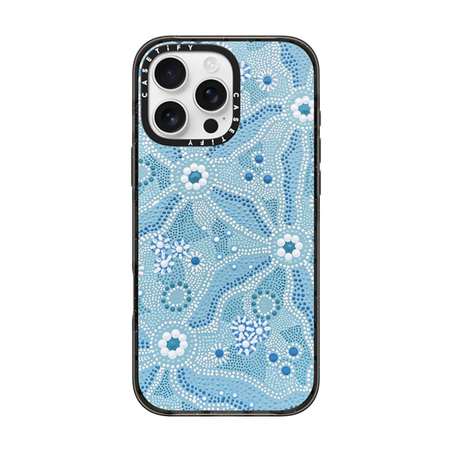 Krubi Creative x CASETiFY iPhone 16 Pro Max ケース ブラック インパクトケース MagSafe対応 Nadyung (Water) - Aboriginal Art