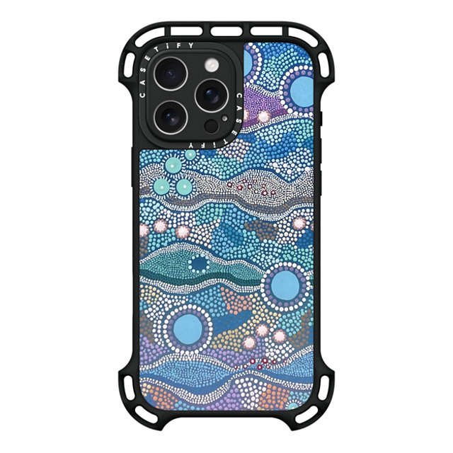 Krubi Creative x CASETiFY iPhone 16 Pro Max ケース ブラック ウルトラ バウンスケース MagSafe対応 Wattamolla - Aboriginal Art