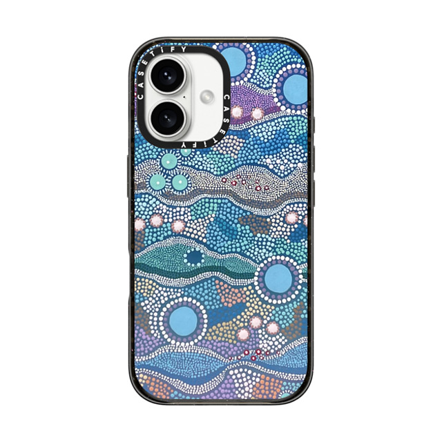 Krubi Creative x CASETiFY iPhone 16 ケース ブラック インパクトケース MagSafe対応 Wattamolla - Aboriginal Art