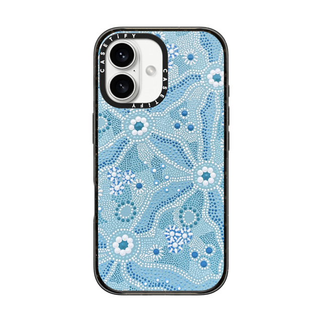 Krubi Creative x CASETiFY iPhone 16 ケース ブラック インパクトケース MagSafe対応 Nadyung (Water) - Aboriginal Art