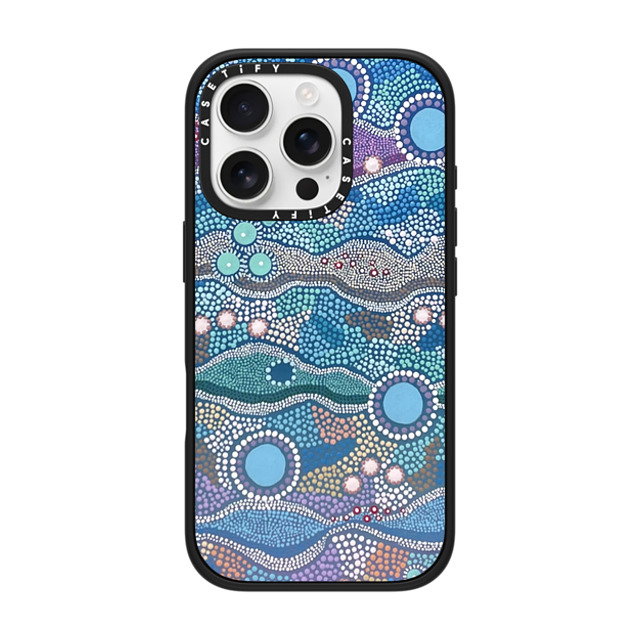 Krubi Creative x CASETiFY iPhone 16 Pro ケース マットブラック インパクトケース Wattamolla - Aboriginal Art