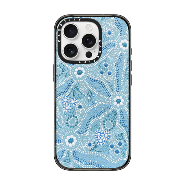 Krubi Creative x CASETiFY iPhone 16 Pro ケース ブラック インパクトケース MagSafe対応 Nadyung (Water) - Aboriginal Art