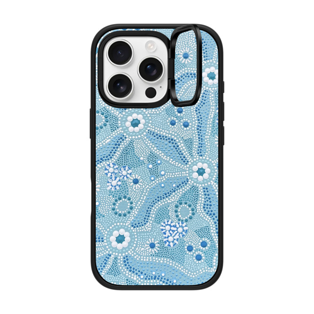 Krubi Creative x CASETiFY iPhone 16 Pro ケース マットブラック インパクトリングスタンドケース MagSafe対応 Nadyung (Water) - Aboriginal Art