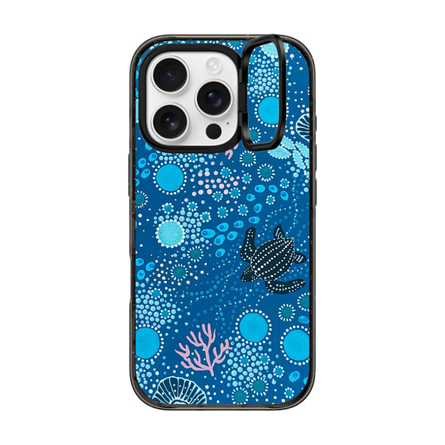 Krubi Creative x CASETiFY iPhone 16 Pro ケース ブラック インパクトリングスタンドケース MagSafe対応 Ocean is Calling