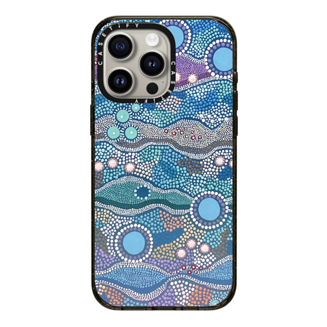 Krubi Creative x CASETiFY iPhone 15 Pro Max ケース ブラック インパクトケース Wattamolla - Aboriginal Art