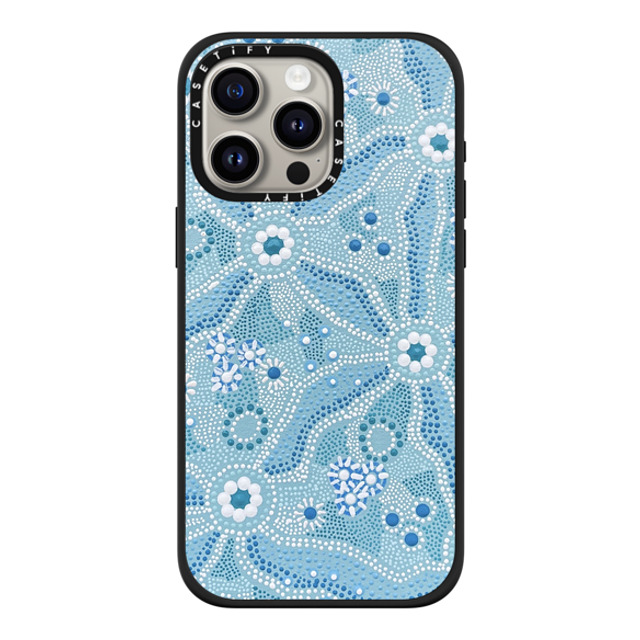 Krubi Creative x CASETiFY iPhone 15 Pro Max ケース マットブラック インパクトケース MagSafe対応 Nadyung (Water) - Aboriginal Art