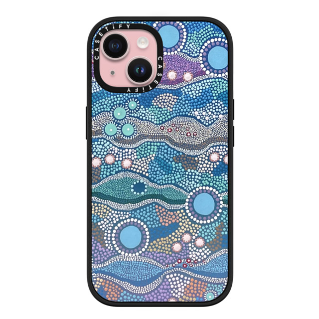 Krubi Creative x CASETiFY iPhone 15 ケース マットブラック インパクトケース MagSafe対応 Wattamolla - Aboriginal Art