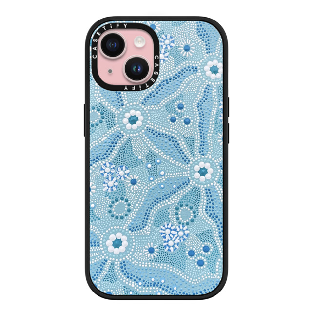 Krubi Creative x CASETiFY iPhone 15 ケース マットブラック インパクトケース MagSafe対応 Nadyung (Water) - Aboriginal Art