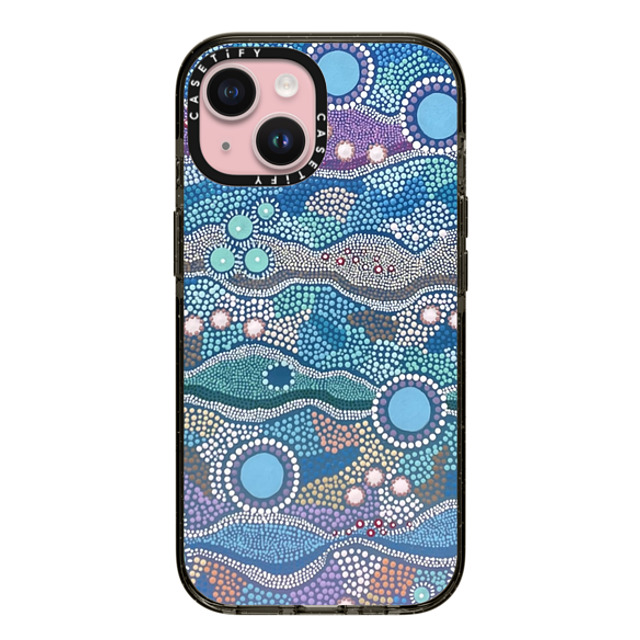 Krubi Creative x CASETiFY iPhone 15 ケース ブラック インパクトケース Wattamolla - Aboriginal Art