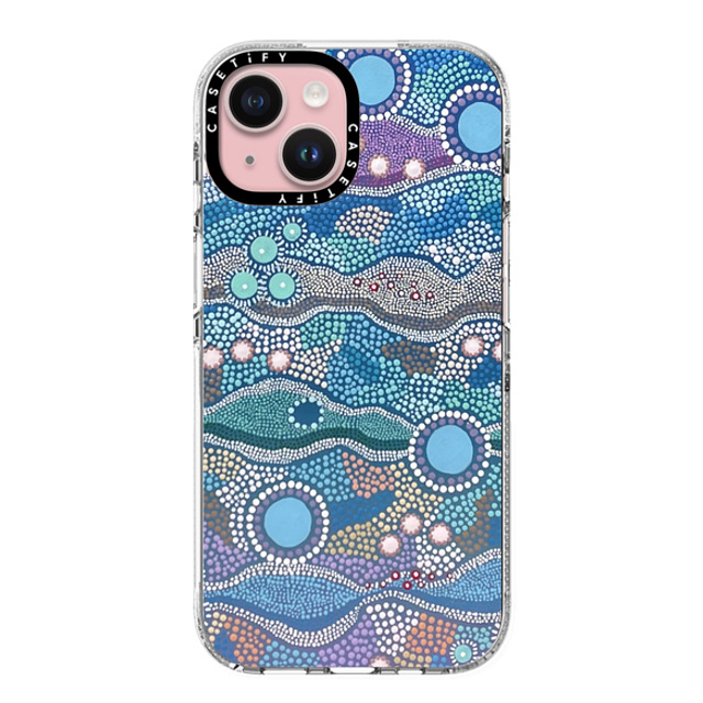 Krubi Creative x CASETiFY iPhone 15 ケース クリア クリア ケース MagSafe対応 Wattamolla - Aboriginal Art