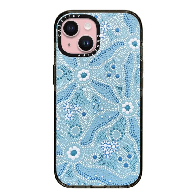 Krubi Creative x CASETiFY iPhone 15 ケース ブラック インパクトケース Nadyung (Water) - Aboriginal Art