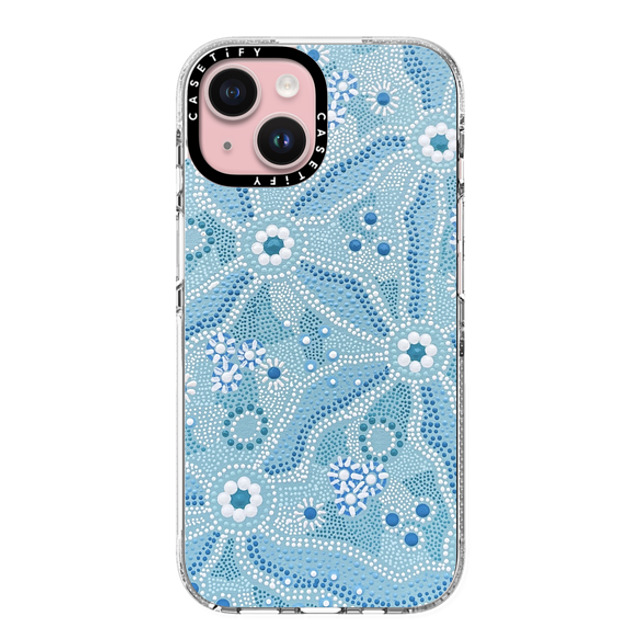 Krubi Creative x CASETiFY iPhone 15 ケース クリア クリア ケース MagSafe対応 Nadyung (Water) - Aboriginal Art