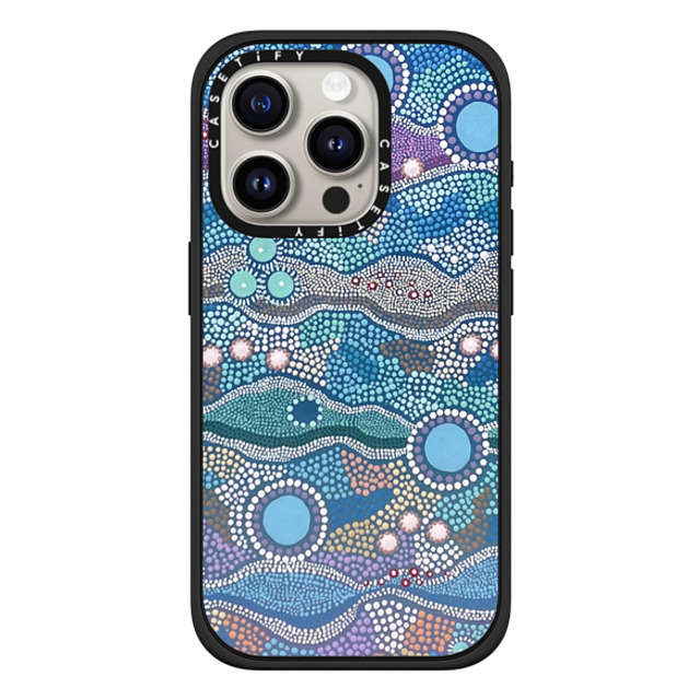 Krubi Creative x CASETiFY iPhone 15 Pro ケース マットブラック インパクトケース MagSafe対応 Wattamolla - Aboriginal Art