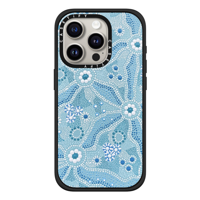 Krubi Creative x CASETiFY iPhone 15 Pro ケース マットブラック インパクトケース MagSafe対応 Nadyung (Water) - Aboriginal Art