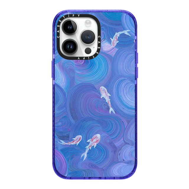Katie Over x CASETiFY iPhone 14 Pro Max �P�[�X Summer,Animal Peri Purple �C���p�N�g�P�[�X Koi in The Deep