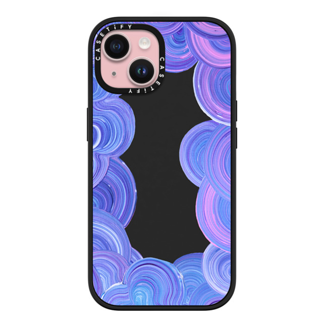 Katie Over x CASETiFY iPhone 15 ケース マットブラック インパクトケース MagSafe対応 Candy Swirl