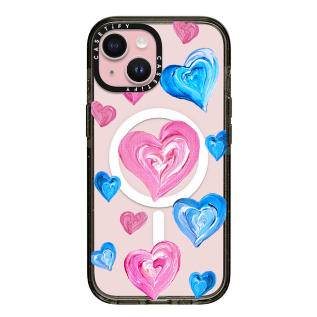 Katie Over x CASETiFY iPhone 15 Case Heart,Pattern Black Impact Case MagSafe Compatible Painted Hearts Back to School Katie Over x CASETiFY iPhone 15 Case Heart,Pattern Black Impact Case MagSafe Compatible Painted Hearts Back to School