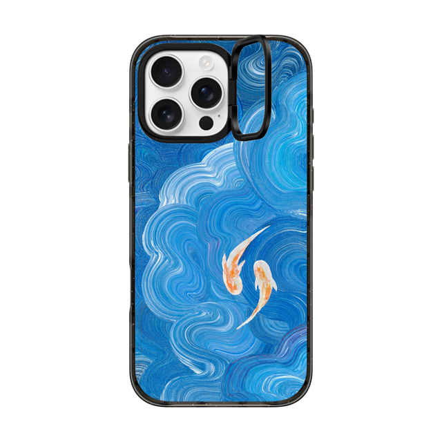 Katie Over x CASETiFY iPhone 16 Pro Max ケース ブラック インパクトリングスタンドケース MagSafe対応 Two Little Koi