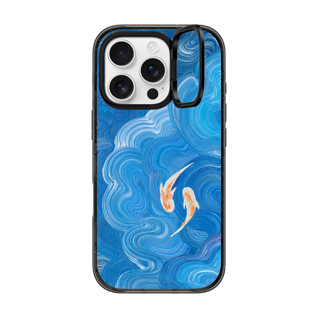 Katie Over x CASETiFY iPhone 16 Pro ケース ブラック インパクトリングスタンドケース MagSafe対応 Two Little Koi