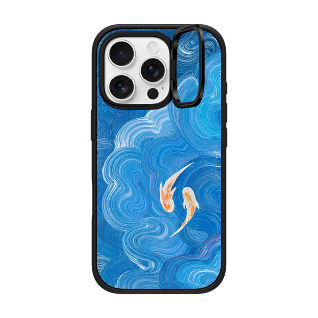 Katie Over x CASETiFY iPhone 16 Pro ケース マットブラック インパクトリングスタンドケース MagSafe対応 Two Little Koi