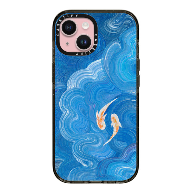 Katie Over x CASETiFY iPhone 15 ケース ブラック インパクトケース Two Little Koi