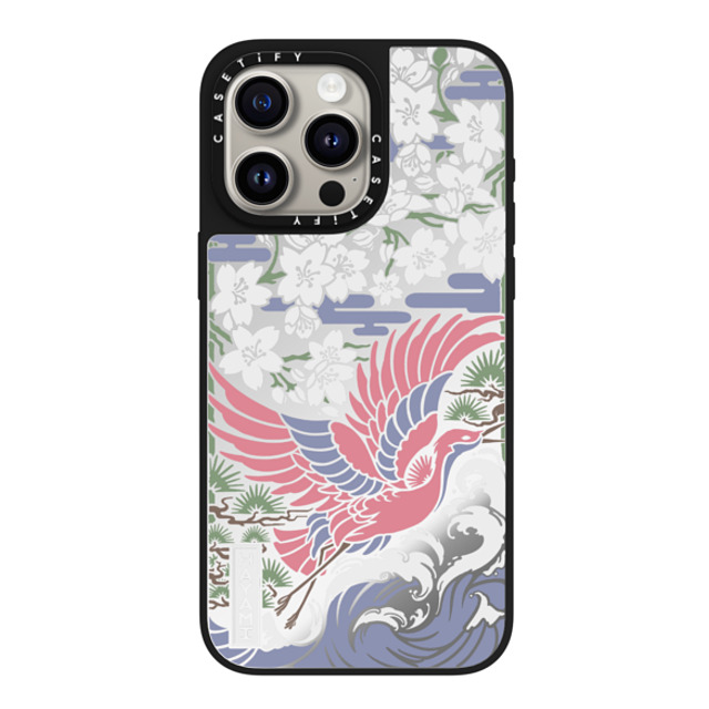 Hayami-Shop x CASETiFY iPhone 15 Pro Max ケース Silver on Black ミラーケース MagSafe対応 Hayami Tsuru