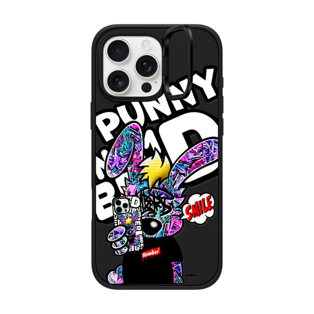 Number D x CASETiFY iPhone 16 Pro Max ケース マットブラック インパクトリングスタンドケース MagSafe対応 SMILE!! Punny PG by numberd