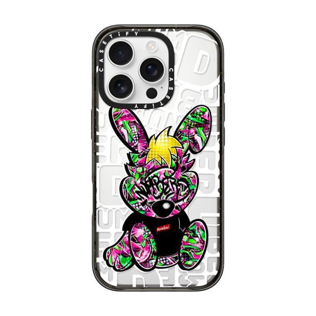 Number D x CASETiFY iPhone 16 Pro ケース Bunny,Street Art ブラック インパクトケース Punny Strawberry Field Back to School Number D x CASETiFY iPhone 16 Pro ケース Bunny,Street Art ブラック インパクトケース Punny Strawberry Field Back to School