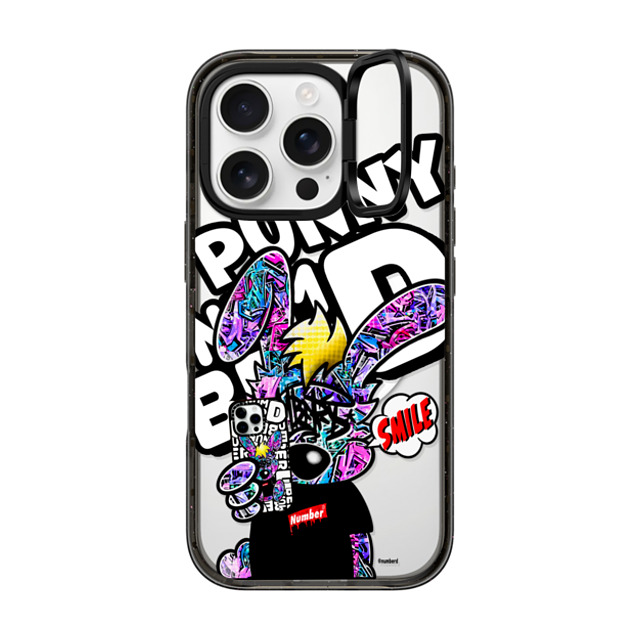 Number D x CASETiFY iPhone 16 Pro ケース ブラック インパクトリングスタンドケース MagSafe対応 SMILE!! Punny PG by numberd