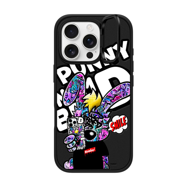 Number D x CASETiFY iPhone 16 Pro ケース マットブラック インパクトリングスタンドケース MagSafe対応 SMILE!! Punny PG by numberd