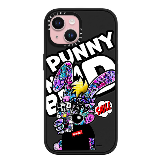 Number D x CASETiFY iPhone 15 ケース マットブラック インパクトケース MagSafe対応 SMILE!! Punny PG by numberd