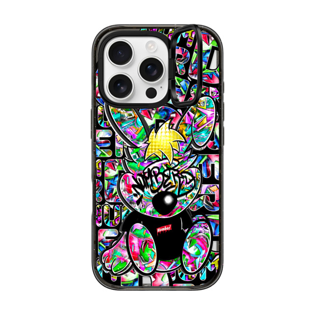 Number D x CASETiFY iPhone 16 Pro ケース ブラック インパクトリングスタンドケース MagSafe対応 Punny_Tropical Fruits & Flower