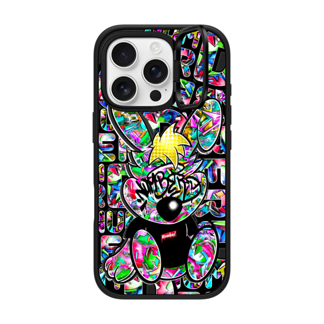 Number D x CASETiFY iPhone 16 Pro ケース マットブラック インパクトリングスタンドケース MagSafe対応 Punny_Tropical Fruits & Flower