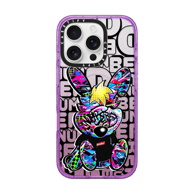 Number D x CASETiFY iPhone 16 Pro ケース Glitter Purple インパクトケース MagSafe対応 Punny SD