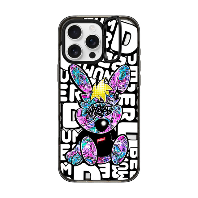 Number D x CASETiFY iPhone 16 Pro Max ケース ブラック インパクトリングスタンドケース MagSafe対応 Punny-Peach Grapes