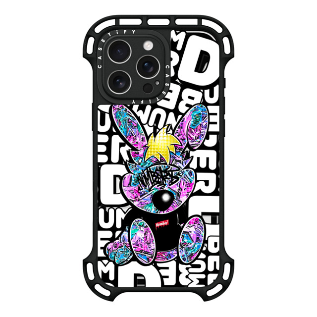 Number D x CASETiFY iPhone 16 Pro Max ケース ブラック ウルトラ バウンスケース MagSafe対応 Punny-Peach Grapes