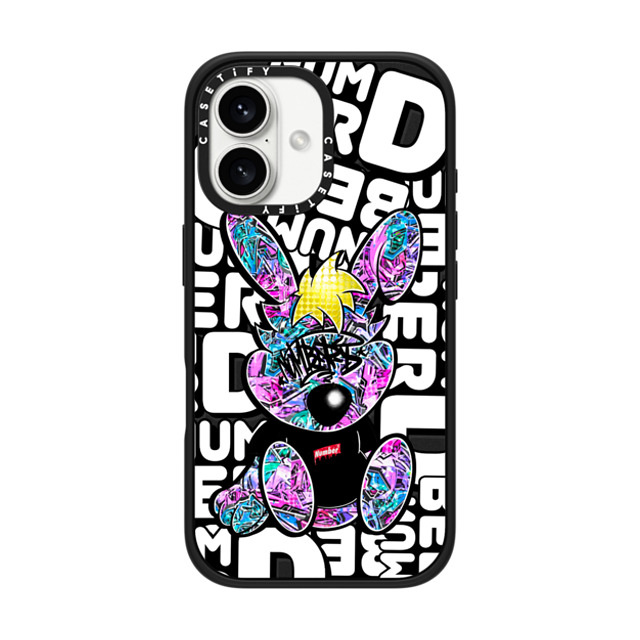 Number D x CASETiFY iPhone 16 ケース マットブラック インパクトケース MagSafe対応 Punny-Peach Grapes