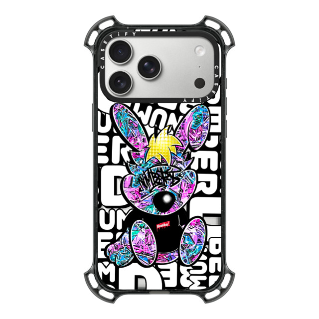Number D x CASETiFY iPhone 17 Pro Max ケース Bunny,Animal ブラック バウンスケース Punny-Peach Grapes