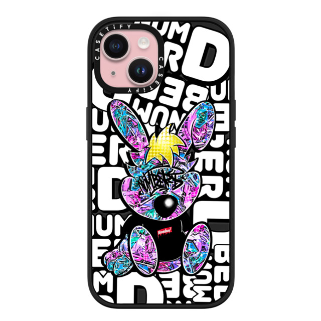 Number D x CASETiFY iPhone 15 ケース マットブラック インパクトケース MagSafe対応 Punny-Peach Grapes