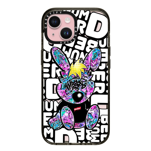 Number D x CASETiFY iPhone 15 ケース ブラック インパクトケース Punny-Peach Grapes