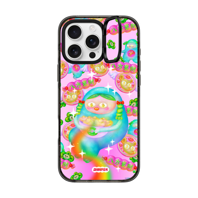 Riniifish x CASETiFY iPhone 16 Pro Max ケース ブラック インパクトリングスタンドケース MagSafe対応 Fortune from All Direction