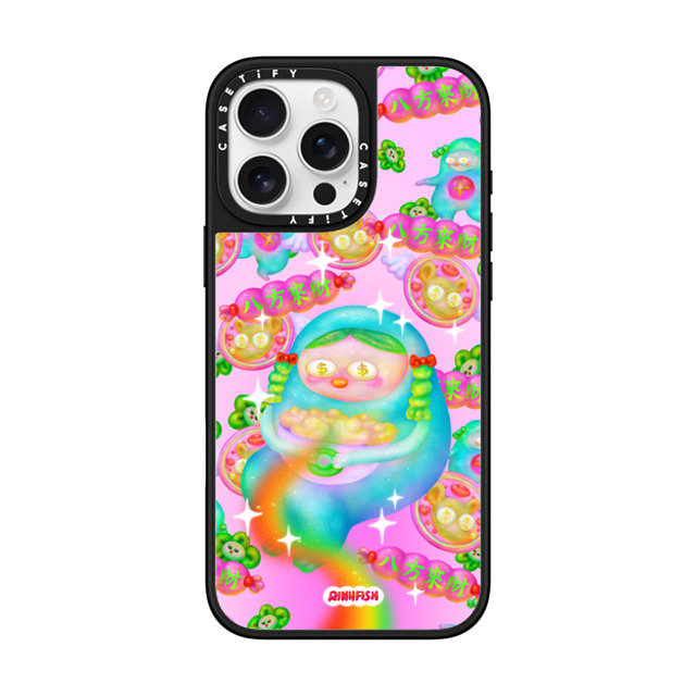 Riniifish x CASETiFY iPhone 16 Pro Max ケース Silver on Black ミラーケース MagSafe対応 Fortune from All Direction