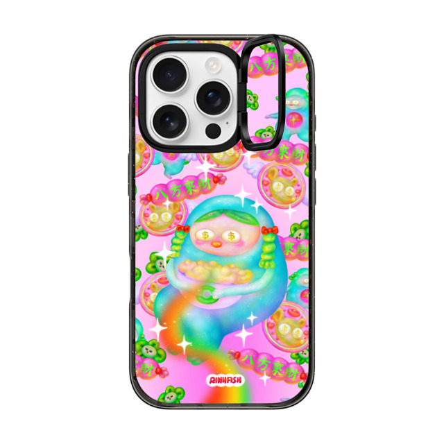 Riniifish x CASETiFY iPhone 16 Pro ケース ブラック インパクトリングスタンドケース MagSafe対応 Fortune from All Direction