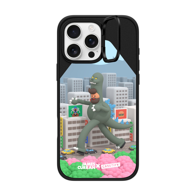 James Curran x CASETiFY iPhone 16 Pro Max ケース マットブラック インパクトリングスタンドケース MagSafe対応 SlimJim Monster