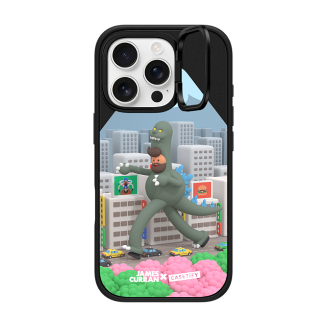 James Curran x CASETiFY iPhone 16 Pro ケース マットブラック インパクトリングスタンドケース MagSafe対応 SlimJim Monster