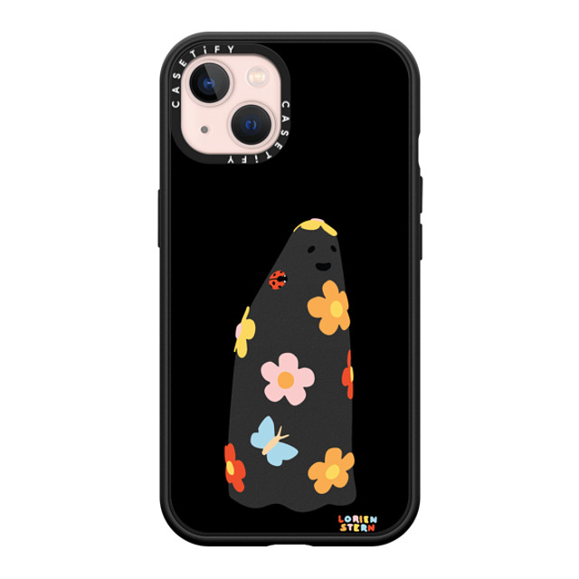 Lorien Stern x CASETiFY iPhone 13 ケース マットブラック インパクトケース MagSafe対応 Flower Ghost Night