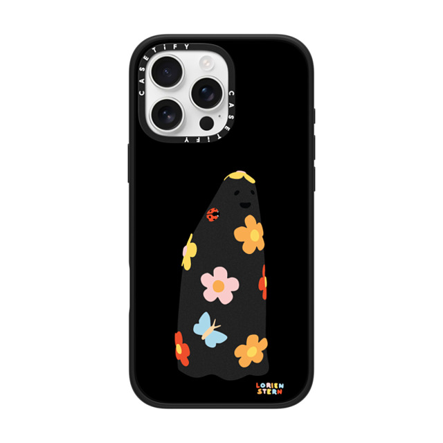 Lorien Stern x CASETiFY iPhone 16 Pro Max ケース マットブラック インパクトケース MagSafe対応 Flower Ghost Night