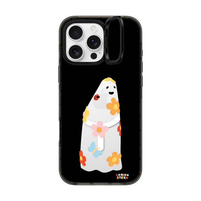 Lorien Stern x CASETiFY iPhone 16 Pro Max ケース ブラック インパクトリングスタンドケース MagSafe対応 Flower Ghost Night