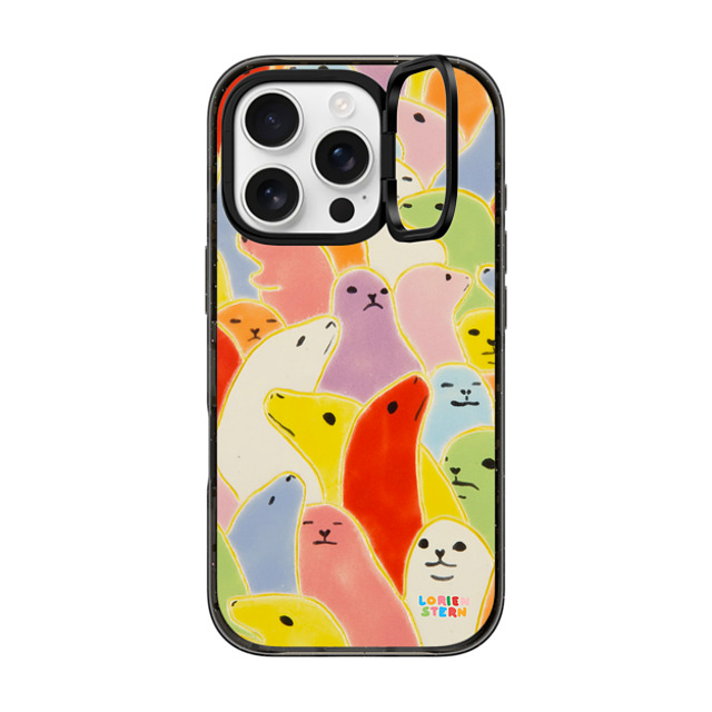 Lorien Stern x CASETiFY iPhone 16 Pro ケース ブラック インパクトリングスタンドケース MagSafe対応 Seal Summer by Lorien Stern